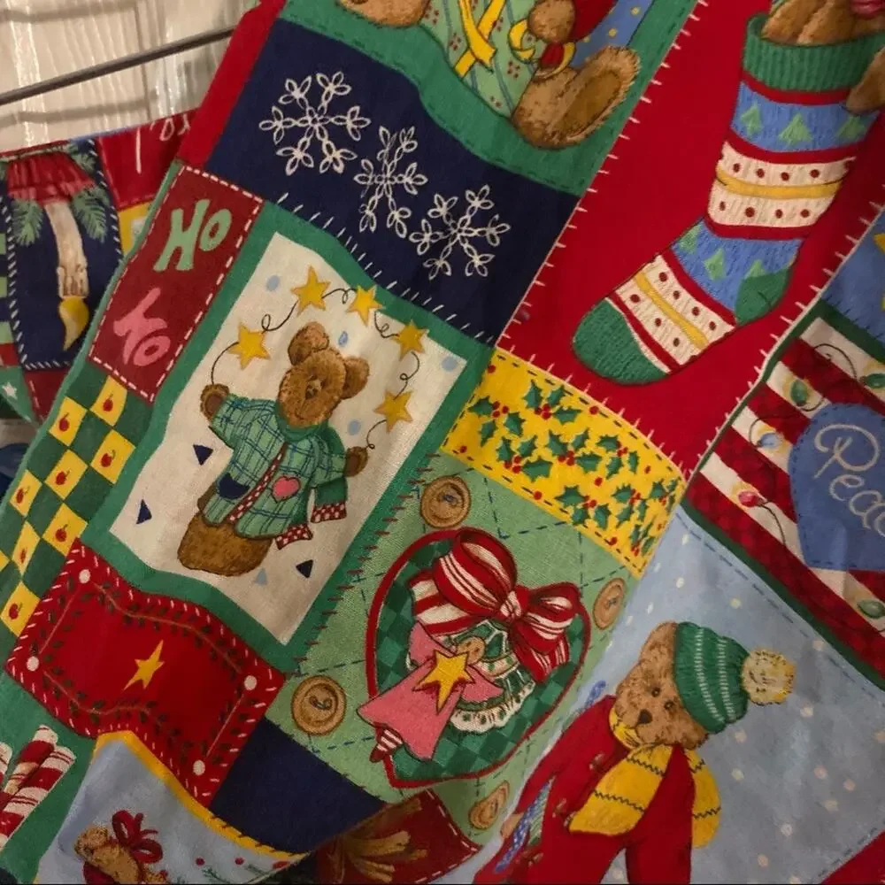 Handmade Christmas Bears & Snowman Printed Pillowcase Primitive Cottagecore